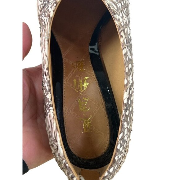 l.a.m.b. gwen stefani snake skin open toe bootie 7M zip back closure - Picture 7 of 8